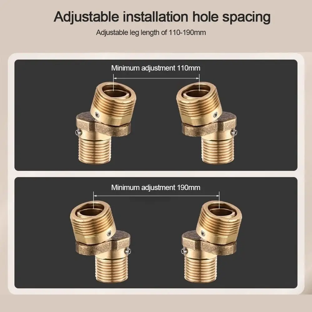 Copper Angled Curved Foot Thickened Angle Adjustment Eccentric Screw Corner Wall Mounted Shower Faucet Adapter Replacement Parts