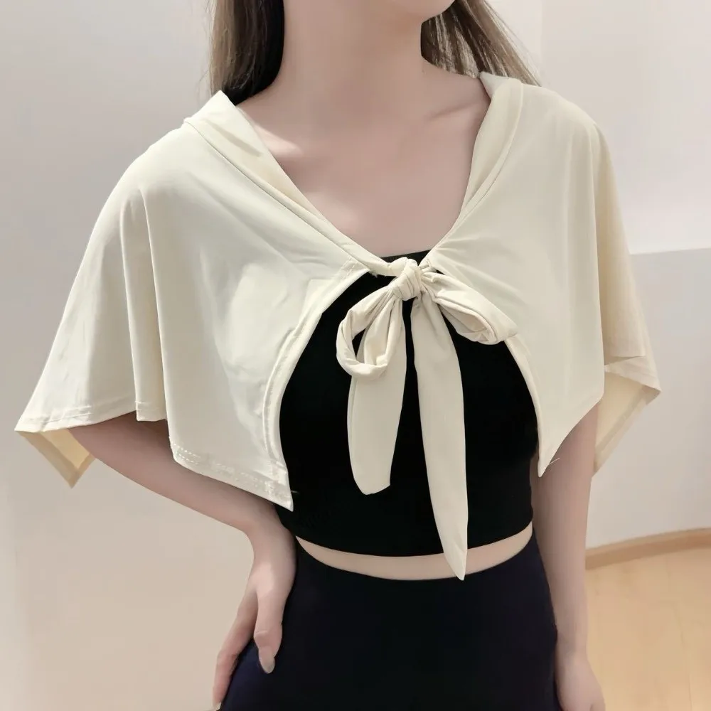 Multifunctional Tie Up Yoga Skirt Portable Solid Color Ice Silk Tie Shawl Anti-Exposure Asymmetrical Design Running Butt Curtain