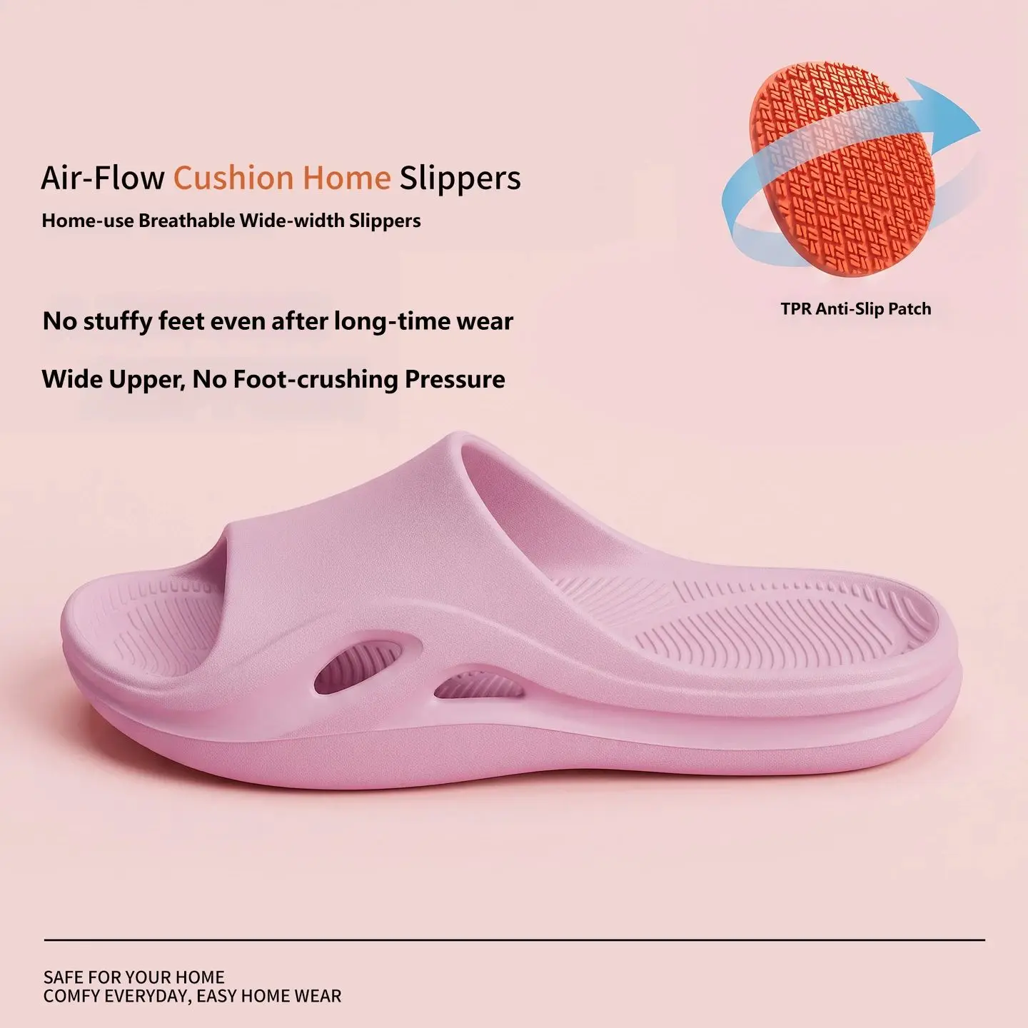 Lightweight EVA Integrated Home Slippers Anti‑Slip Bottom Patch Breathable Side Cutout Holes Comfort Indoor House Slides Shoes