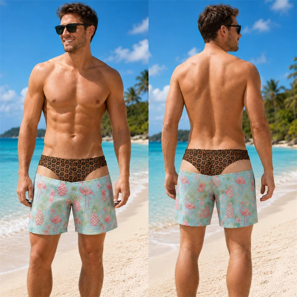 Summer Beach Party New Funny Beach Shorts For Men 3D Print Fake Skin Hot Swim Trunks Quick Dry Breathable Drawstring Board Short