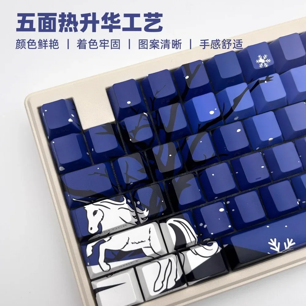 XVX 130pcs Key Cap PBT Cherry Thermal Sublimation Side Carving Sakura Raven2 Keycap for Customized  Mechanical Keyboard Hot Swap