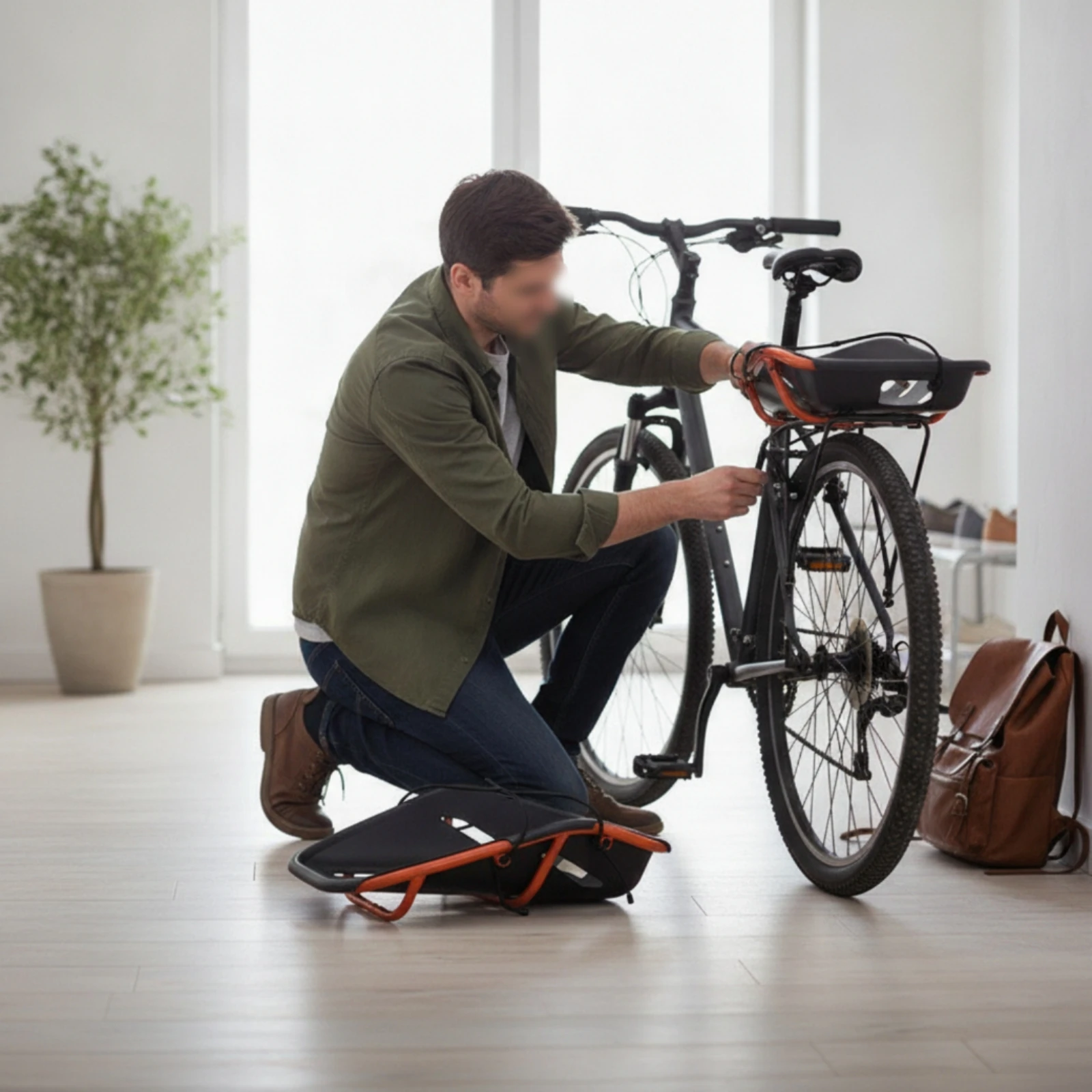 Bike Basket with Tie-down Cords Slimline Rear Bike Basket Open-Top Multi-Purpose for Commuters, Commuting, Errands