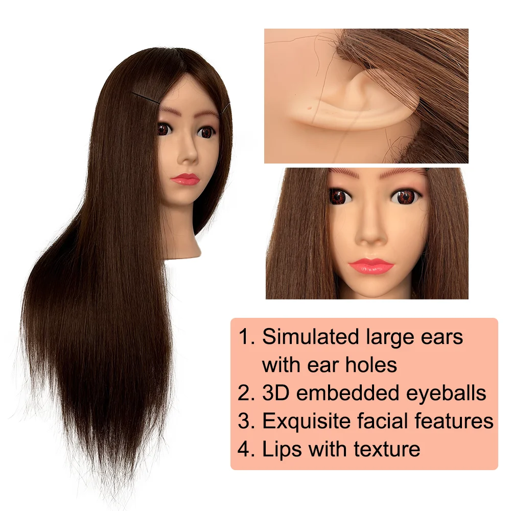 Cabeça de manequim para prática de trança com 95% cabelo humano |   Cabeça de manequim para estilo, treinamento de cabeleireiro e modelo de boneca de cabelo longo
