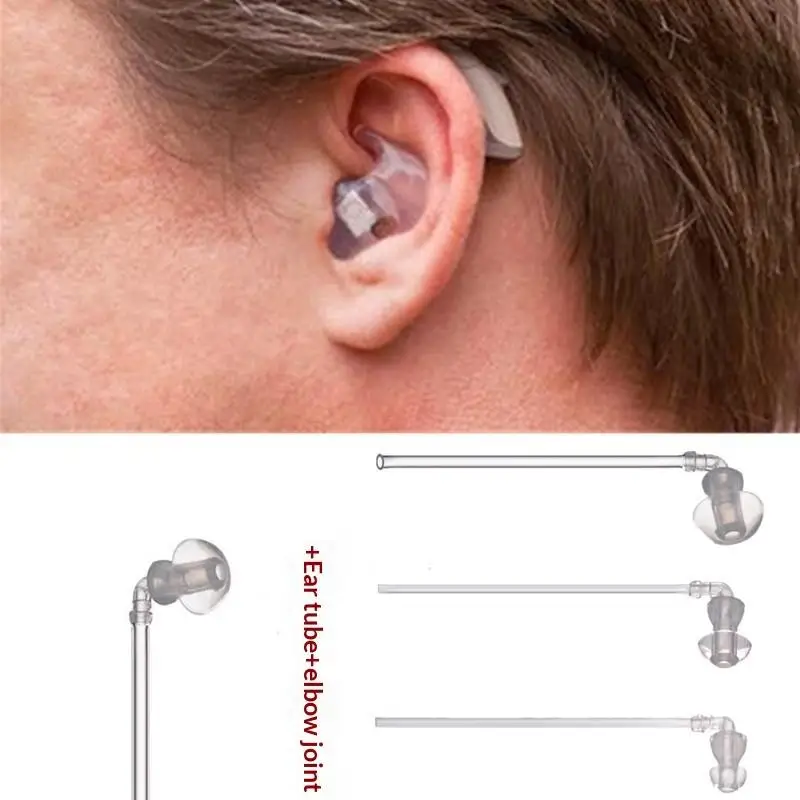 Portable Hearing Aid Replacement Parts 1Set Silicone Soft Ear Tips With Acoustic Tube Connector For Hearing Aid Daily Use