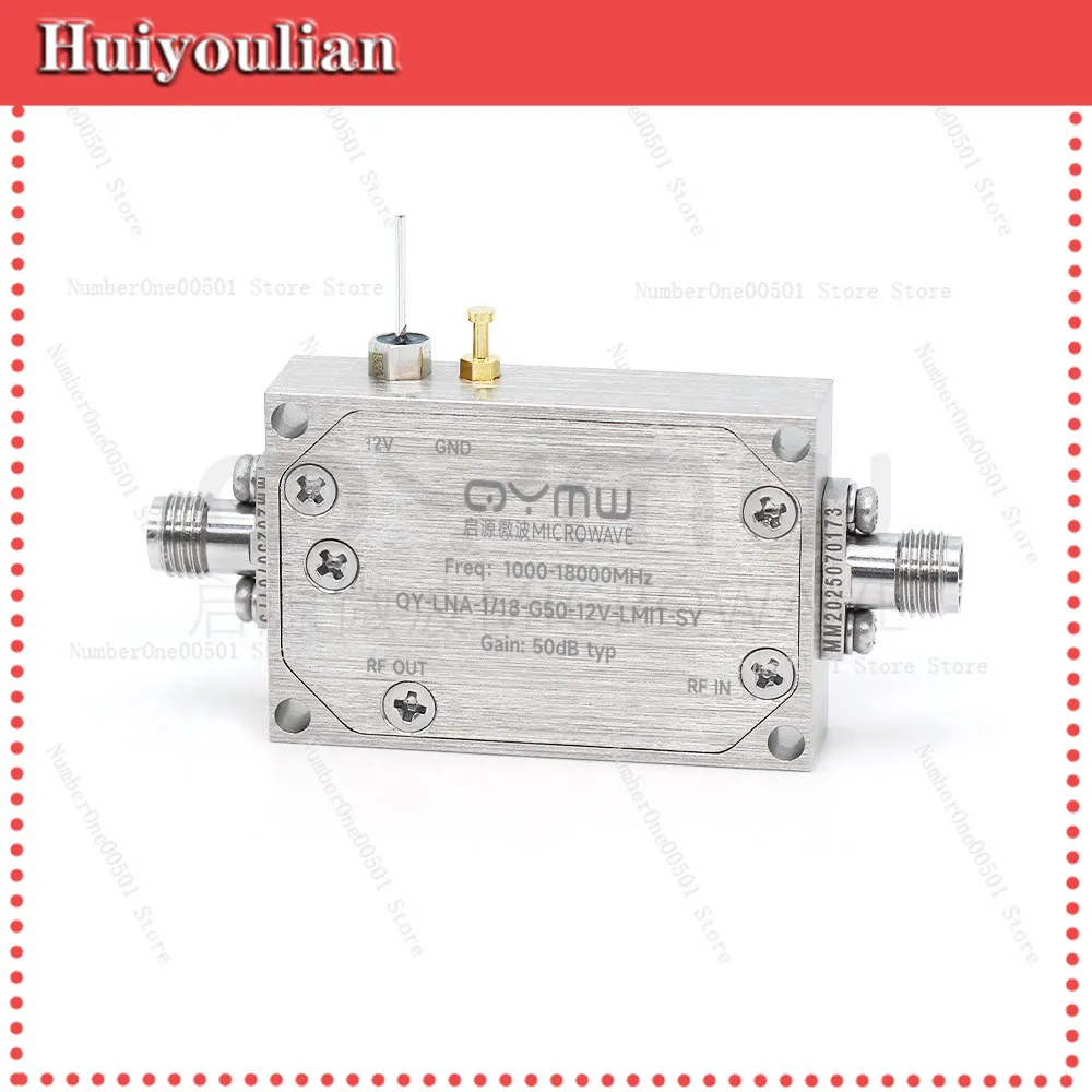 1-18G UWB Low Noise Amplifier 50dB High Linear Gain Limiter Protection 12V for Industrial RF Communication Electronic Accessory