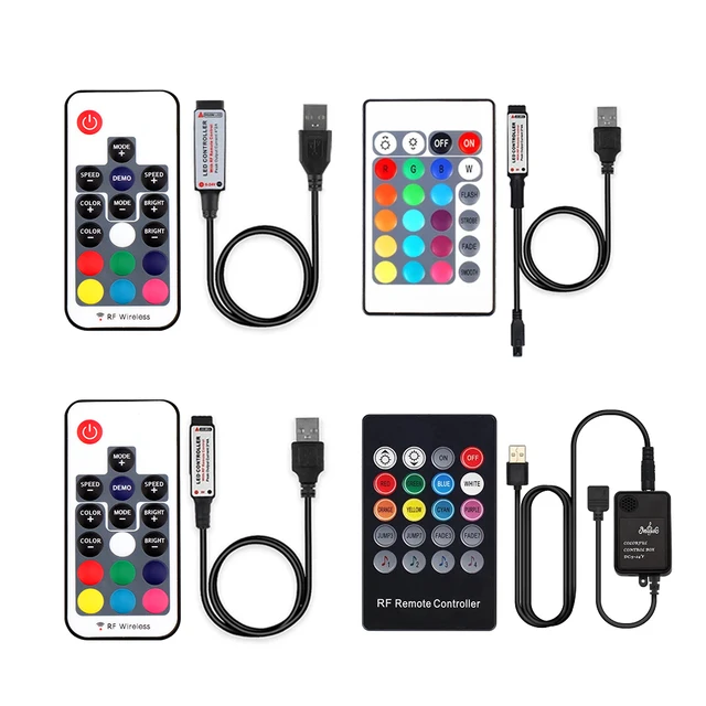 USB LED diody na wstążce RGB USB IR pilot rf 5V 12V 24V dioda LED rgbw taśmy światła 3 17 20 24 klucz zdalne sterowanie bezprzewodowe