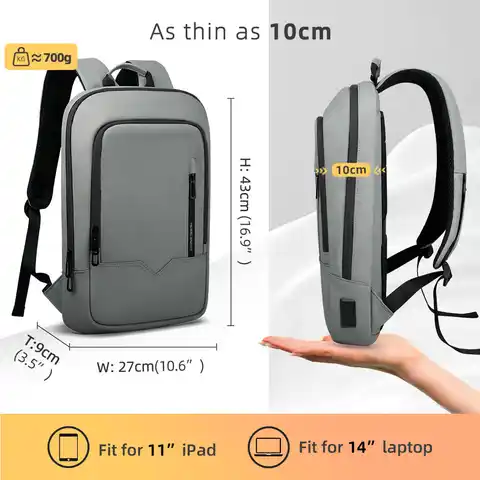 Heroic Knight Backpack for 14" Laptop Thin Men Multifunctional Business Backpack Waterproof USB Charging Work Travel Backpack