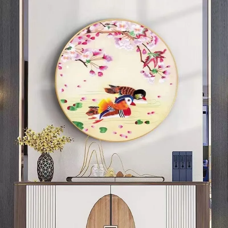 

9ct 75x75cm mandarin duck Embroidery DIY Printed Kit Cross Stitch Thread Needlework Sets Home Decor Crafts With Needles
