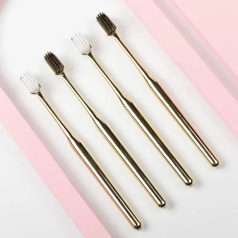 1/10/20pcs Luxury Soft Toothbrush Men Women Adult Tooth Brush Gold Silver Dental Brushes Elegance Gentle Toothbrushes