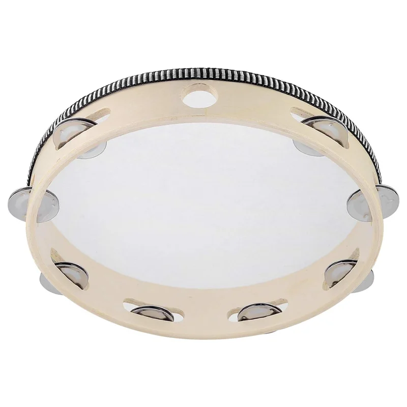 Musical TambourineTambourine for Adults 10 Inch Hand Held Drum Bell Metal Jingles Percussion Gift Musical Educational Instrument