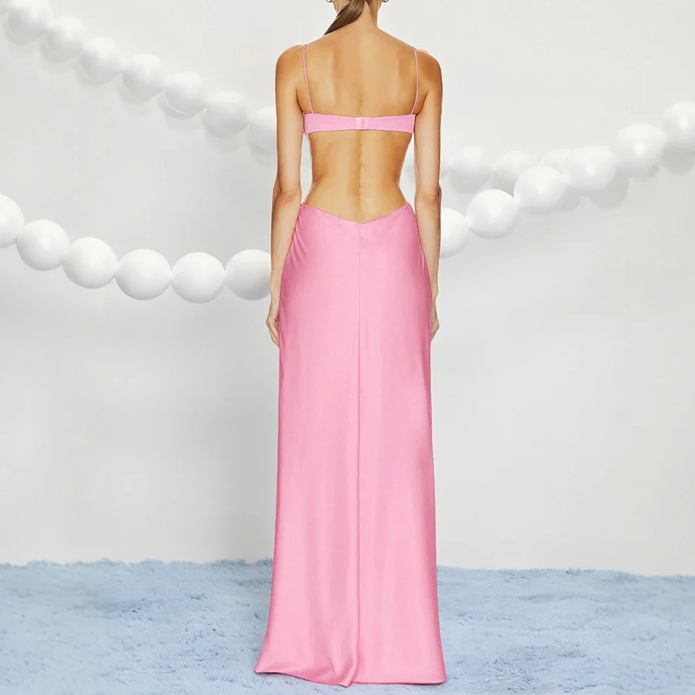 Vestidos de verano franceses sexys lisos recortados sin mangas con cuello de corazón Maxi vestidos de fiesta envolventes para mujer