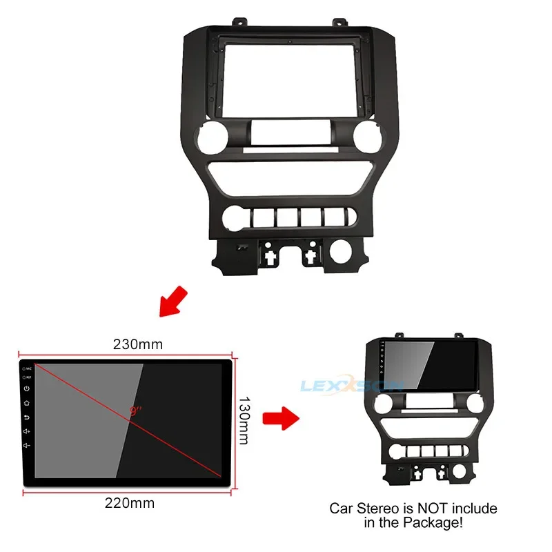 9 Inch Car Fascia For Ford Mustang 2015-2019 Double Din DVD Bezel Frame 1din / 2din Dash Mount Installation Panel North America