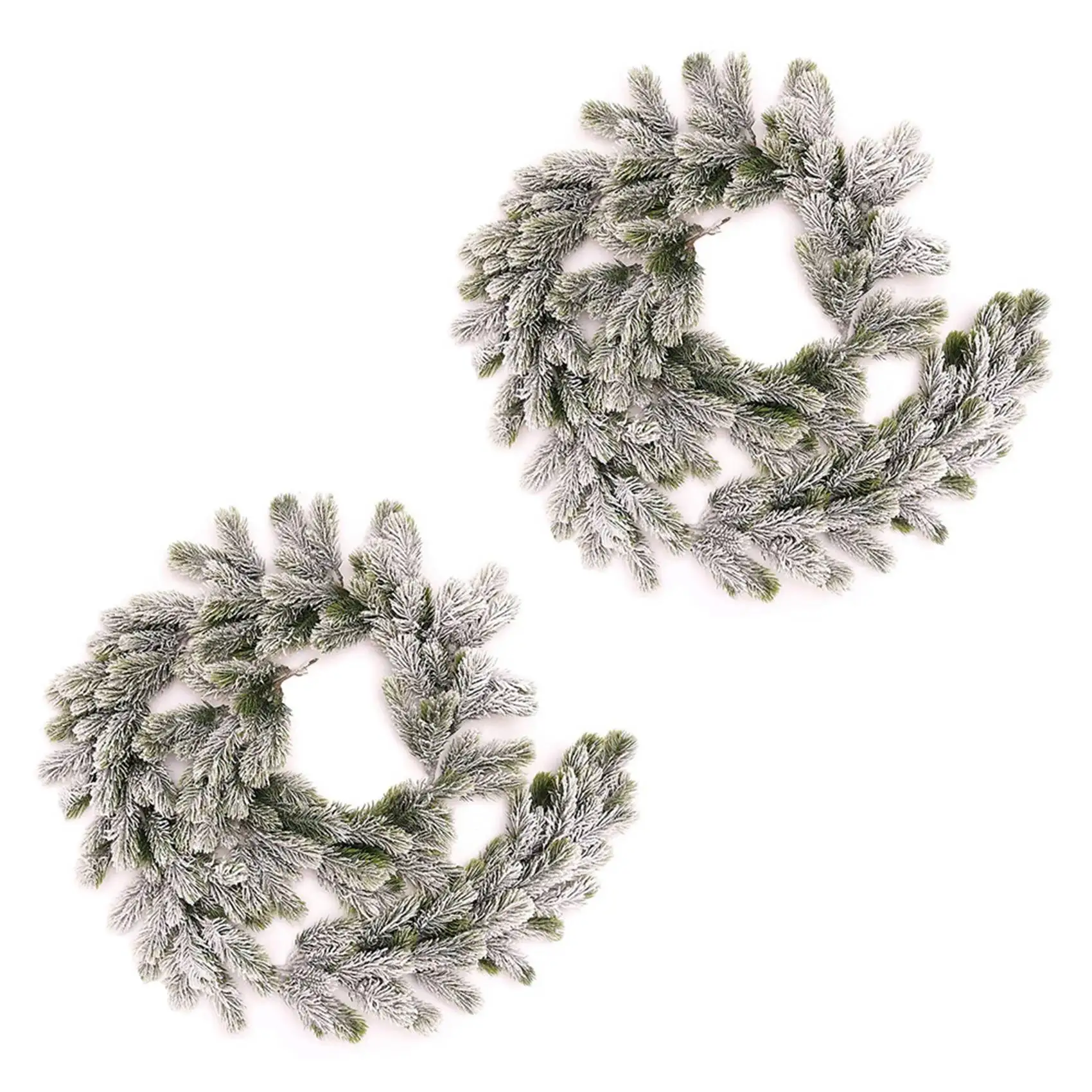 

A19F-2X Long Artificial Snow Pine Branches Christmas Garland With Snow Decorations With Pine Front Door Snow Wreaths