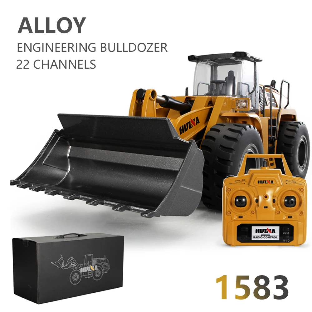 HUINA 1583 1/14 22-Channel RC Bulldozer Semi-Alloy Remote Control Loader Excavator Engineering Vehicle Forklift Model Toy Gift