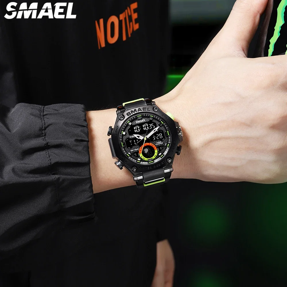 SMAEL 8069 Versatile Dual Display Electronic Watch Astro Alloy Multi functional Student Watch for Leisure Sports