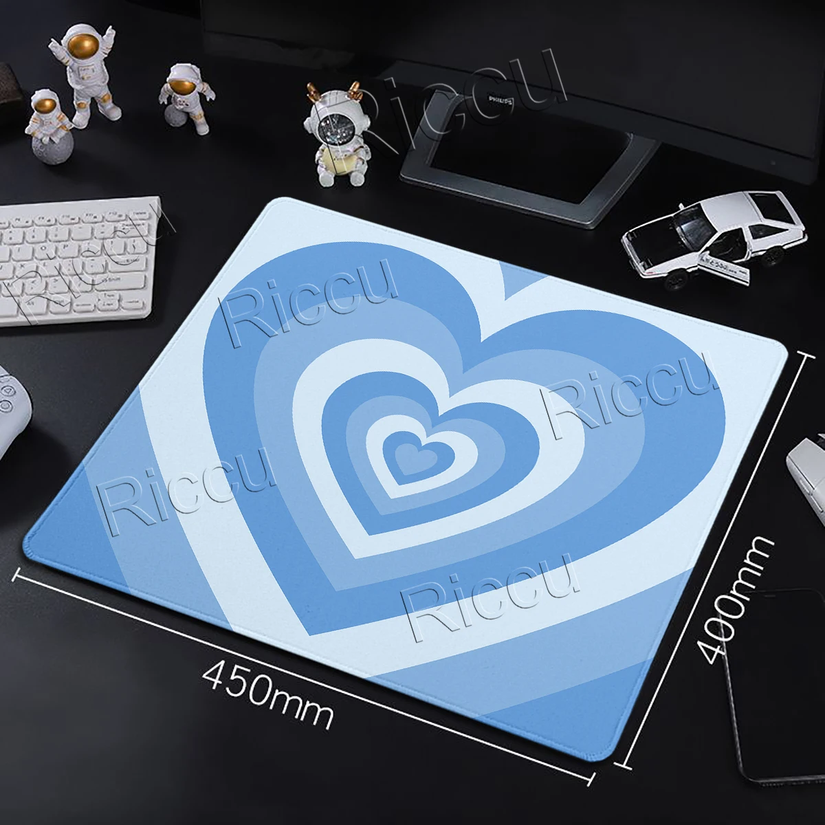 HD Printing Small Gamer Office Accessories Keyboard Mats Coffee Love Rubber Stitched Edge Mouse Pads Blue Anti-Slip Desk Carpets