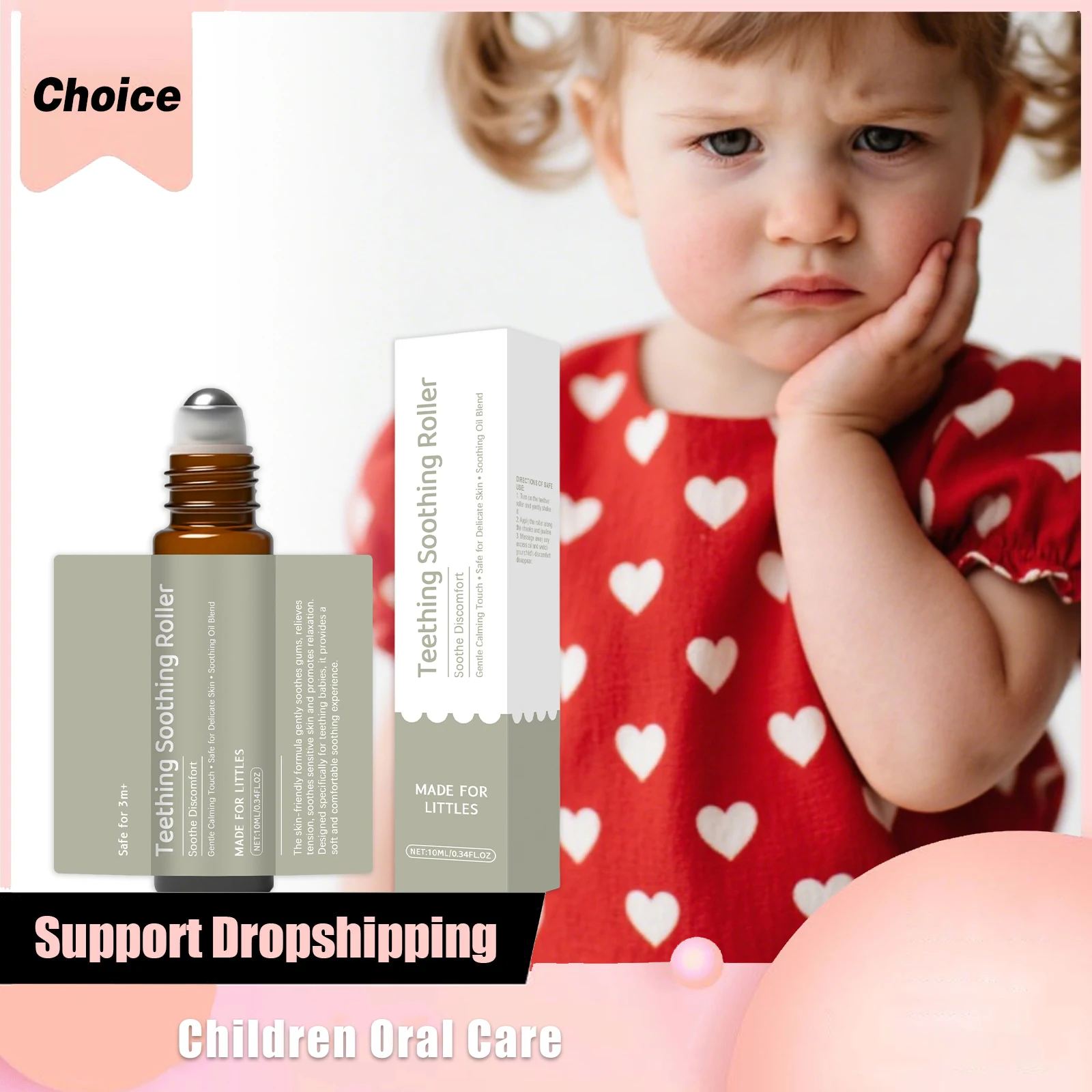 Teething Soothing Roller Baby Teething Oil Gum Pain Discomfort Relief Refreshing Repairing Kid's Teething Massage Dental Care