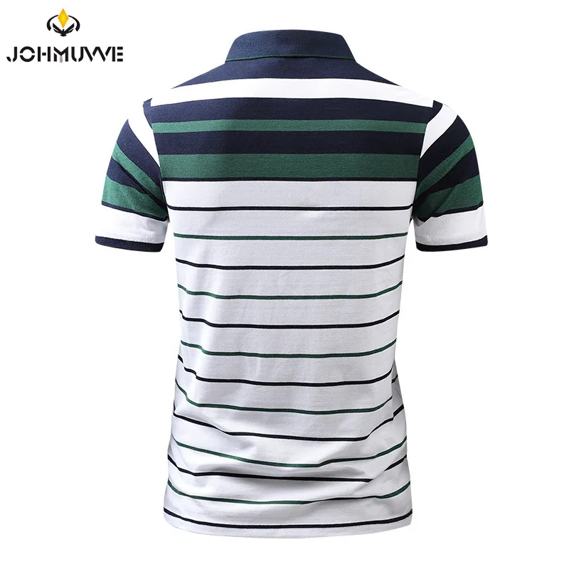 Summer Men\'s Striped Short Sleeve POLO Casual Short Sleeve Top Men\'s Polo Short Sleeve T-shirt