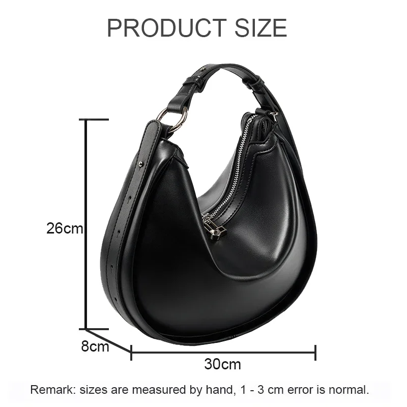 New Women Underarm Hobo Bag Split Cow Leather Luxury Designer Cross Body Shoulder Bag for Ladies Crescent-Shaped Versatile Pack