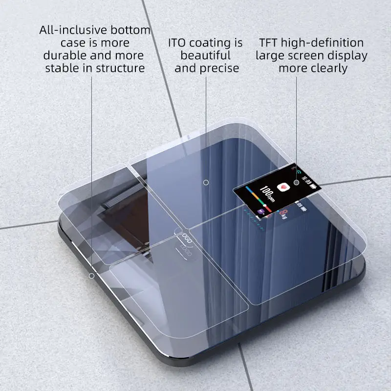 TFT Screen WIFI Body Weight Scales,Body Fat Scales,Smart BMI Scales Fat Water and Muscle,Weight Scales with 16 Body data Heart