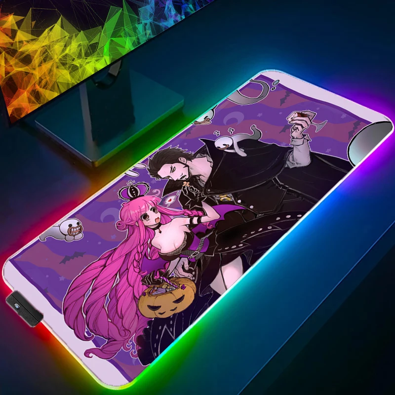 

One Piece Perona LED MousePad Gamers Decoracion Gamer Desk Mat RGB Mousepad XXXL Gaming Accessories Anime Backlight Keyboard Mat