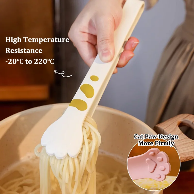 High-temperature Resistant Cat Silicone Tongs Home Mini Food Tongs for Salad Bread Snacks Noodles BBQ Long Clip Kitchen Clamp