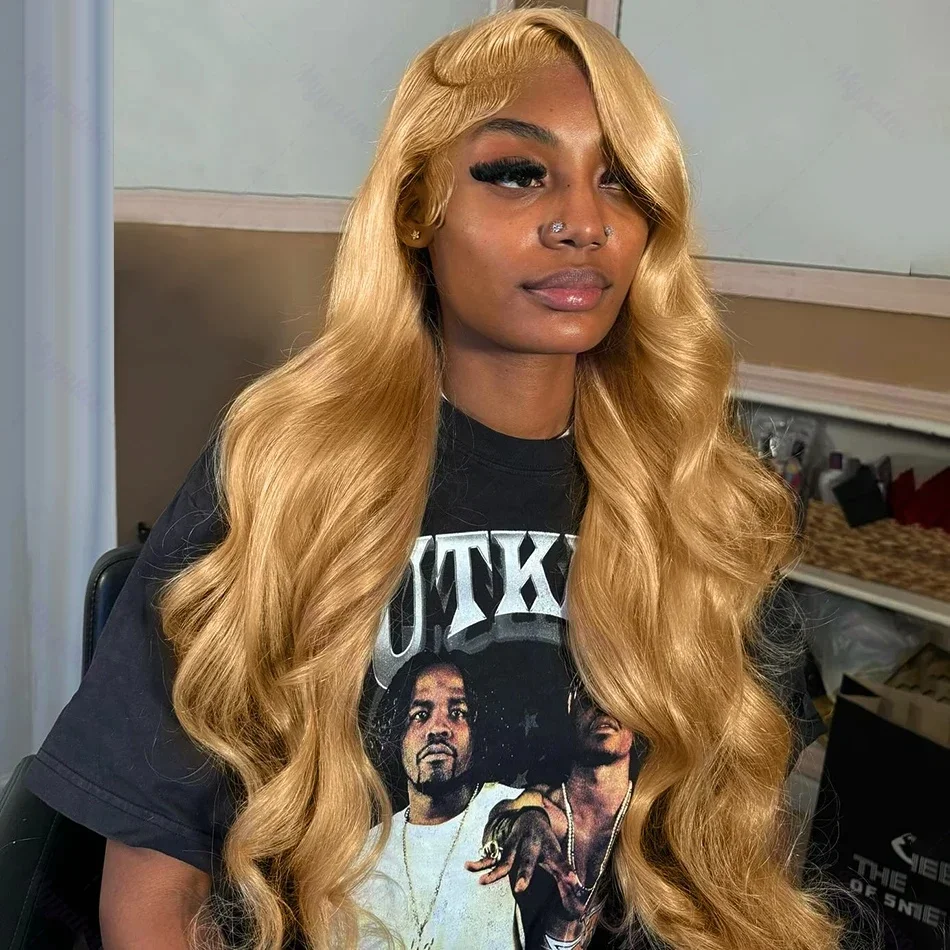 

# 27-цветный парик из натуральных волос медово-русого цвета с волнистыми прядями и кружевной передней частью для женщин, предварительно выщипанный, 100% натуральные волосы, парик с кружевной основой 13x6 13x4 HD.