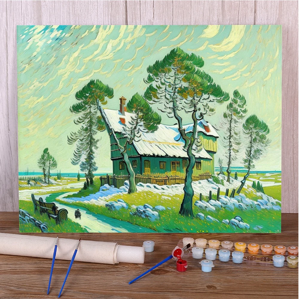 Landscape Cartoon House Coloring By Numbers Painting Kit Oil Paints 40*50 Boards By Numbers Home Decoration For Kids Handiwork