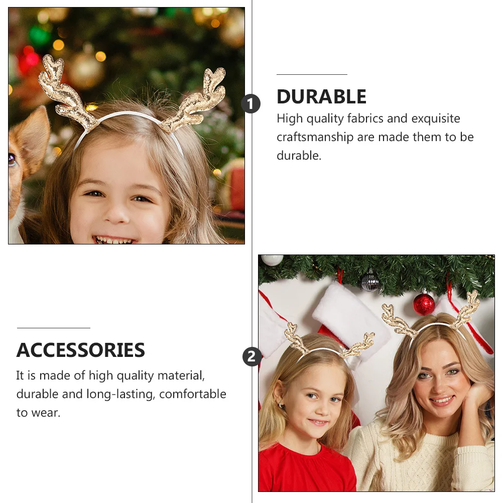 

3Pcs Christmas Antler Hairband Lightweight Durable Holiday Party Headbands Kids Girls Accessories Antler Hairband