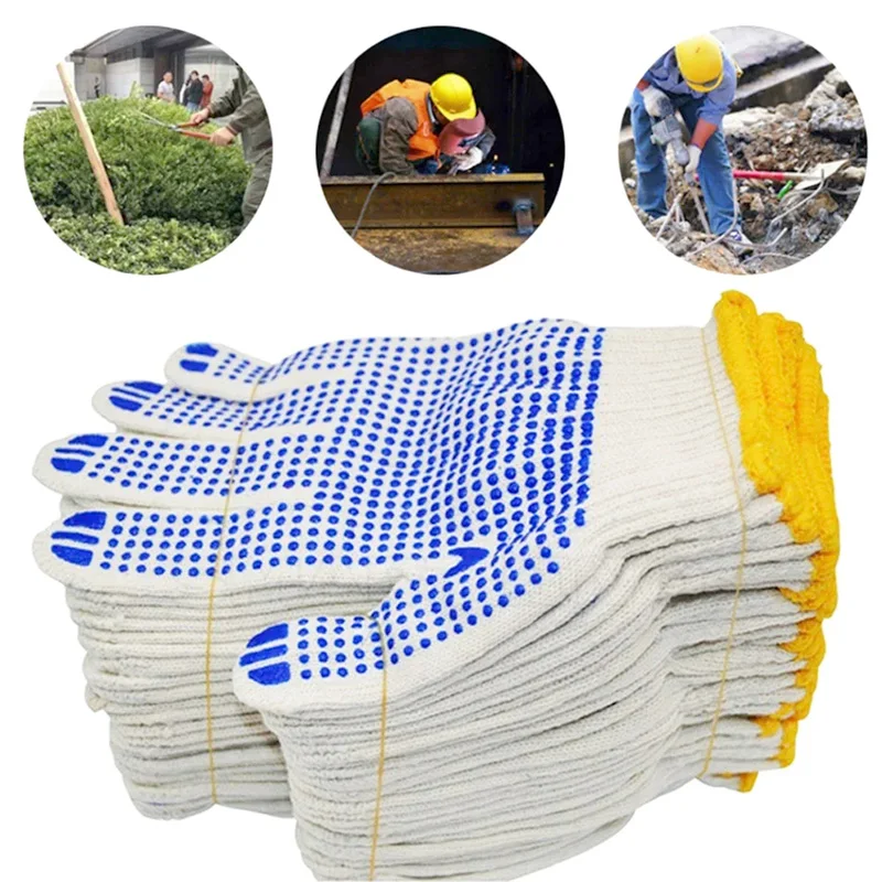 10 Pairs of Non-Slip Rubber Dot Gloves Safety Protection Work Glove Home Gardening Mechanics Painter Essential Gloves