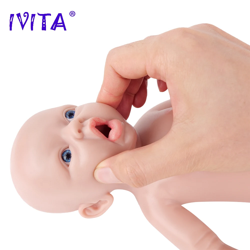 IVITA WG1554 14.96 inch 1.58kg 100% Full Body Silicone Reborn Baby Doll Soft Dolls Realistic Girl Baby DIY Blank Children Toys