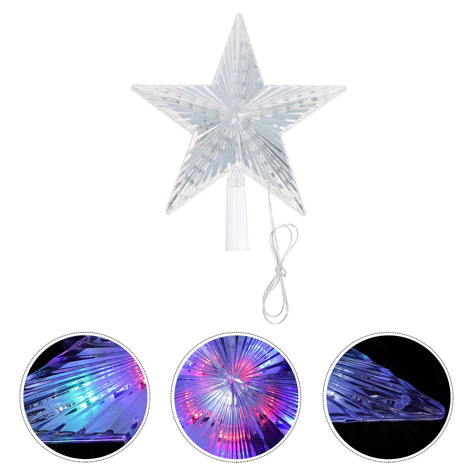 

Color-changing Five-pointed Star Lamp Christmas Decoration Light up Tree Topper Ornamental Xmas Sparkling Acrylic Lights
