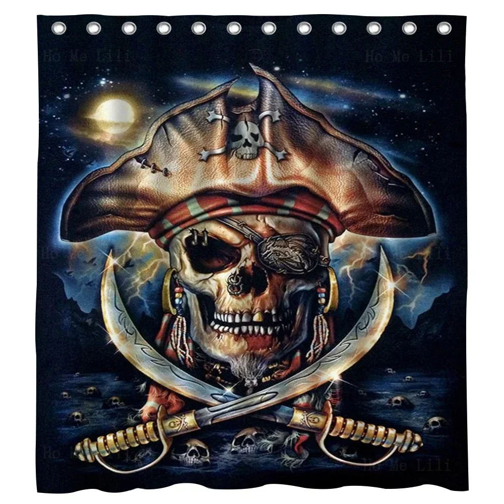 Modern Art Pirate Cranial Bones Grateful Dead's Skull And Roses Hippie Waterproof Shower Curtain By Ho Me Lili For Bathroom Deco