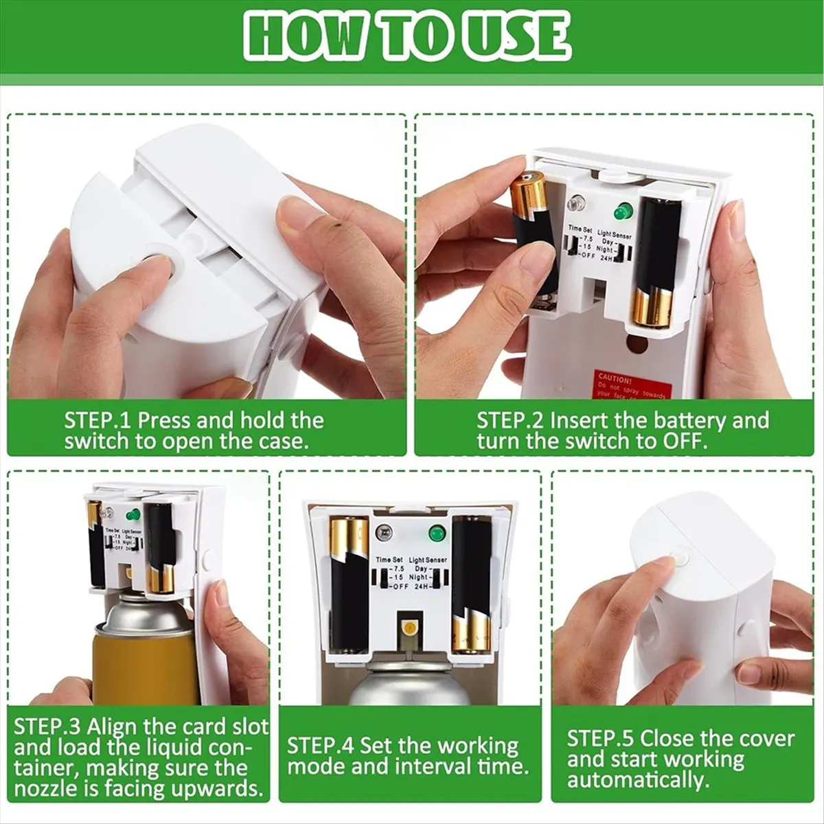 [A99U] 4 Pcs Automatic Fly Sprays Dispenser Mosquito Flying Insect Control Metered Air Freshener Sprays Dispenser for Summer
