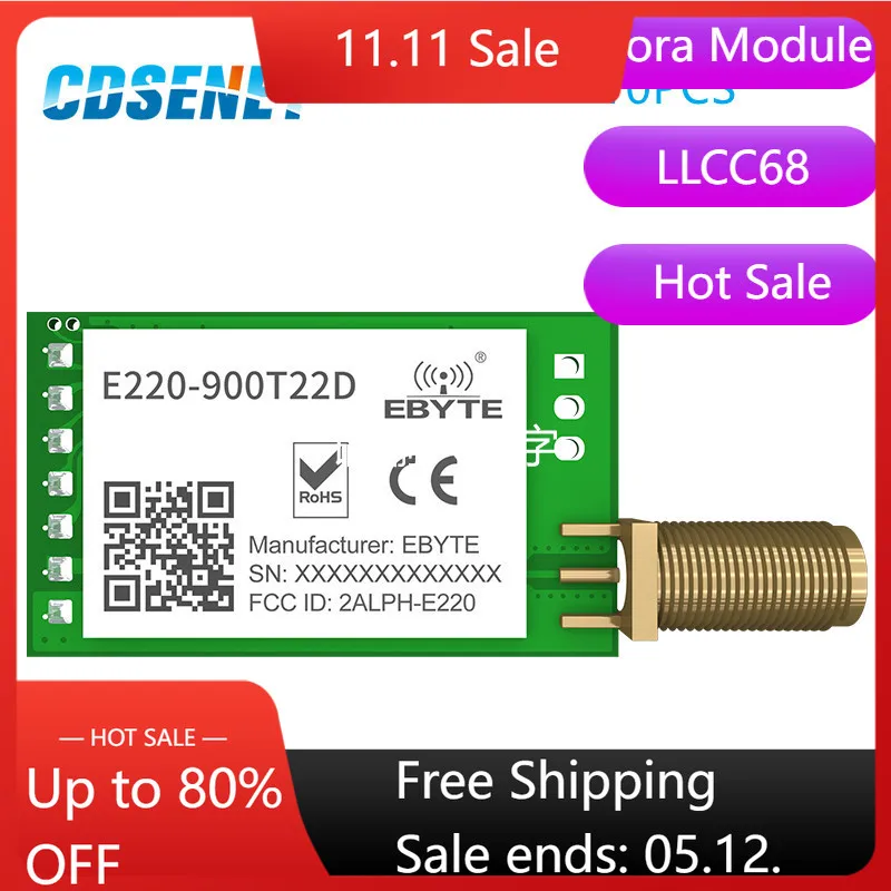 

4pcs/lot LLCC68 LoRa 868MHz 915MHz Wireless Module 22dBm Long Range 5km E220-900T22D SMA-K UART RSSI Watchdog Transmission