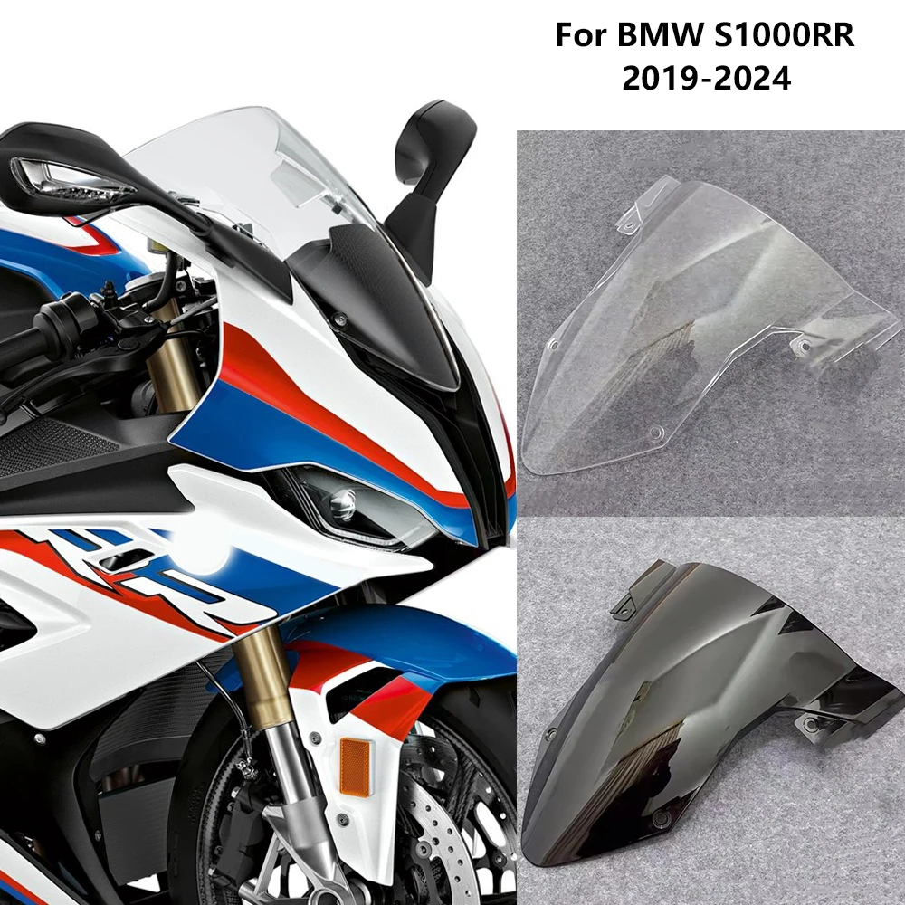 For BMW S1000RR Windshield Motorcycle Windscreen S1000 RR 2019 2020 2021 2022 2023 2024 Screen Double Bubble Wind Deflector