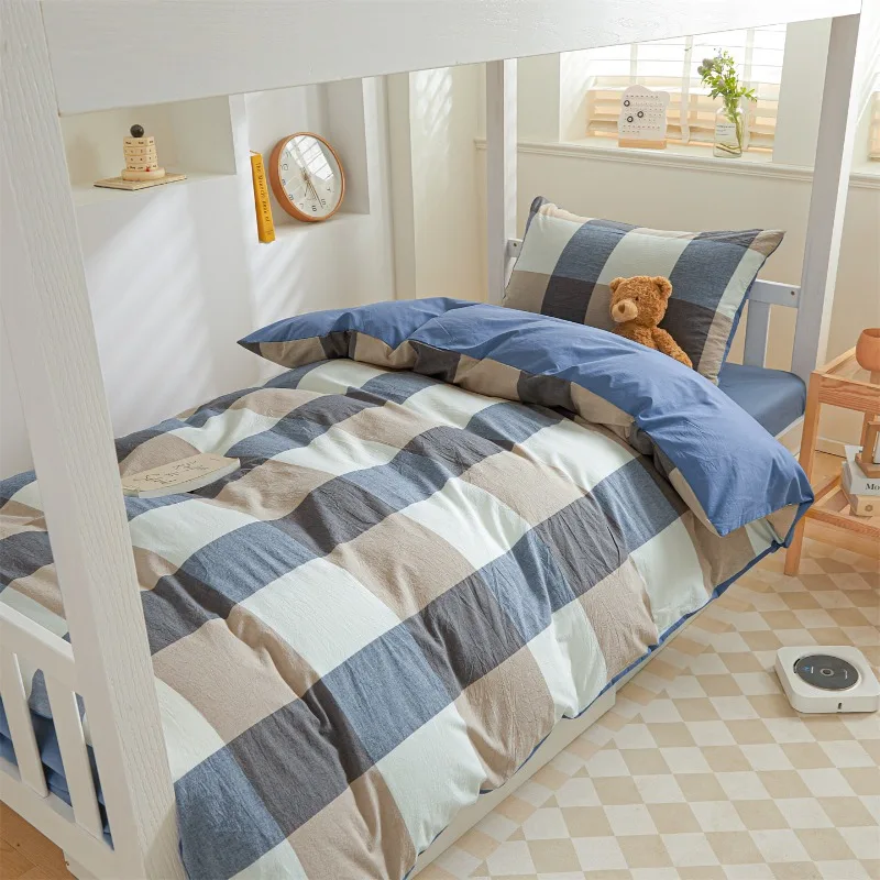 

2025 new dormitory pure cotton 3-piece set for high school students single quilt cover university accommodation bedding