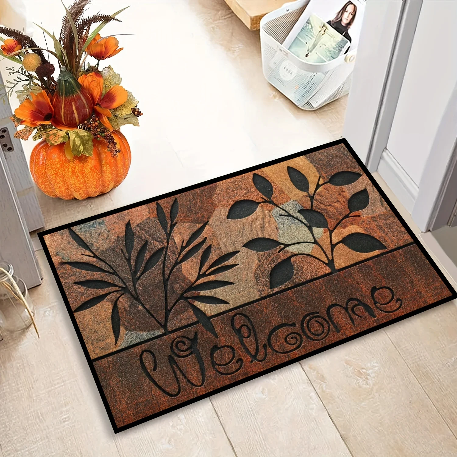 VIKAMA Rural Coconut Shell Welcome Mat, Anti-Slip And Washable, Suitable For Bathroom And Porch Carpeting Home Decoration
