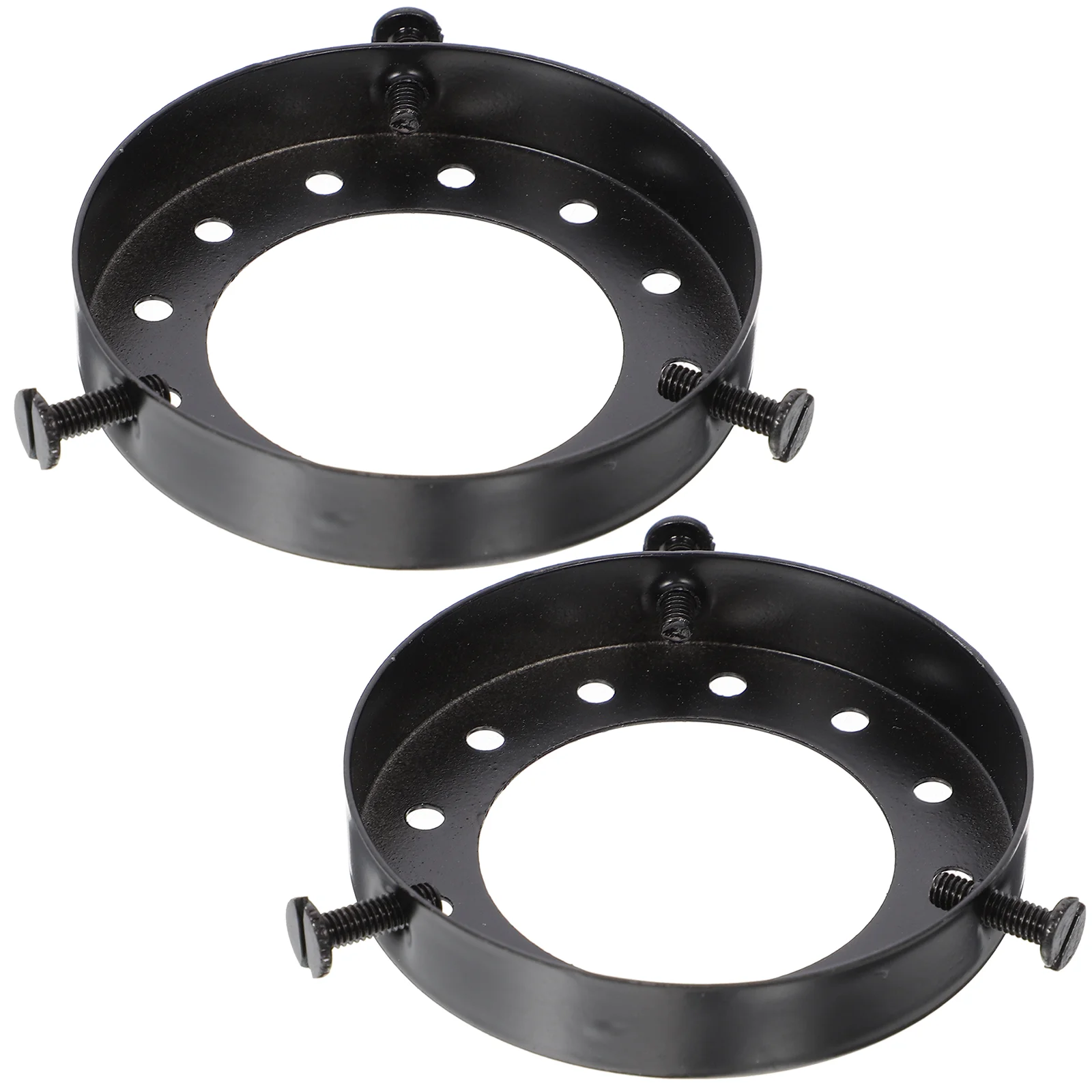 2 Pcs Metal Perforated Cover Bulb Light Fittings Ceilings Lamp Lampshade Ring Decor Replacement Adapter Holder