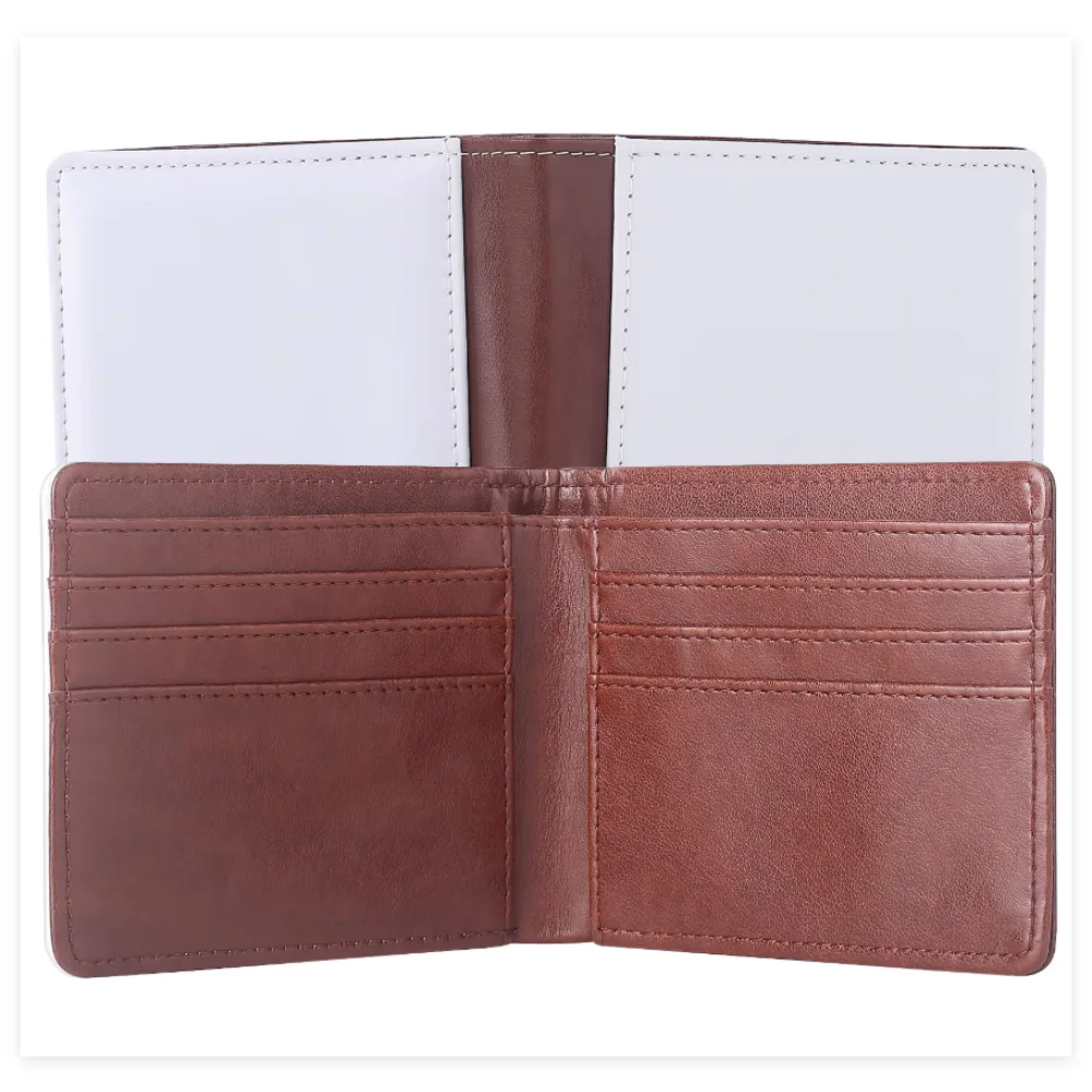 

10 Pcs Black/Brown PU Leather Sublimation Blank Card Holder Coin Purse Foldable unisex Short Wallet for Heat Transfer Print