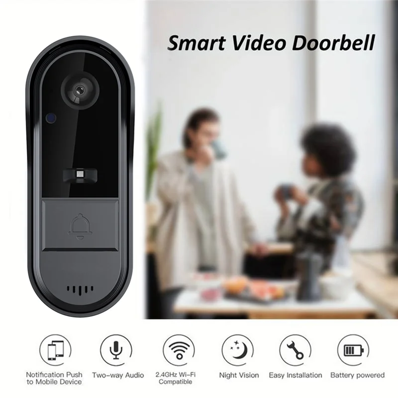 -ABPU Wireless Video Doorbell Camera With Chime Intelligent Video Bell Camera Intercom Doorbell Night Vision For Home Office