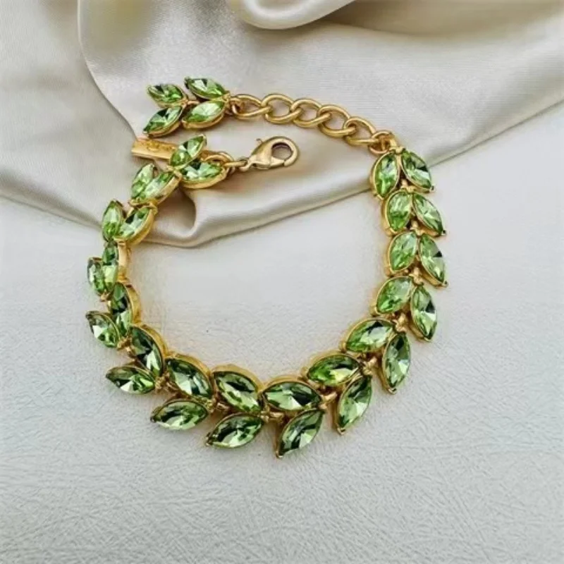 Europe and the United States foreign trade jewelry new gold plating retro do old fashion crystal leaf wheat bracelet female