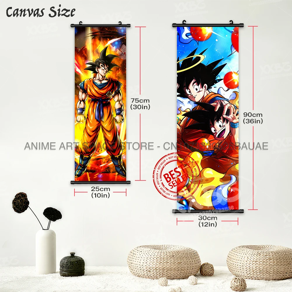 Anime Hängende Malerei Dragon Ball Poster Goku Super Saiyajin Hause Dekorative Kakarot Wand Kunst Vegeta Tapete Schriftrollen Bild – Detail 5