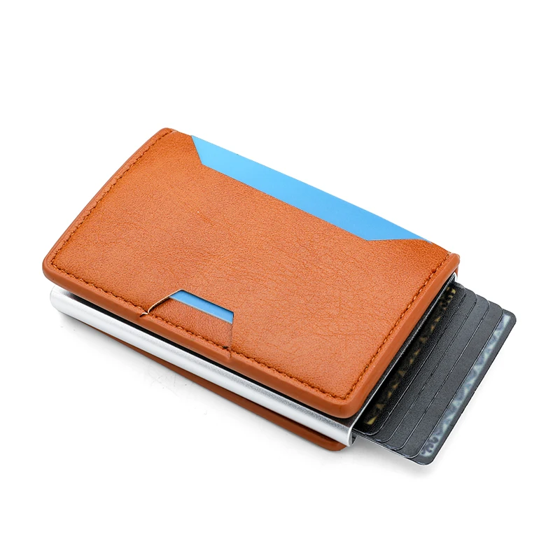 Rfid Aluminum Men Wallet Card Holders Purse Carbon Fiber Men Business Slim Thin Smart Wallet Credit Cardholder Case Note Holder