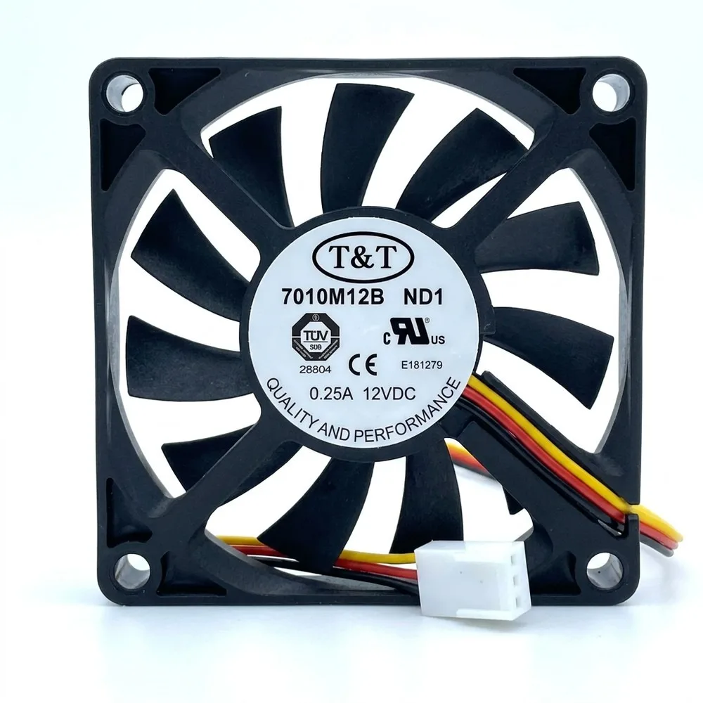 

For T&T 7010M12B ND1 7010 DC12V 0.25A 7CM 3-Pin Silent Cooling Fan