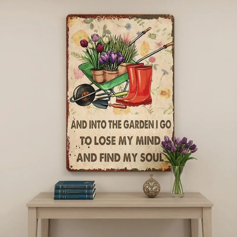 2D Flat, Funny Garden Sign Go to Lose My Mind, Find My Soul Metal Sign Garden Sign Decor Outdoor Yard Sign Decor
