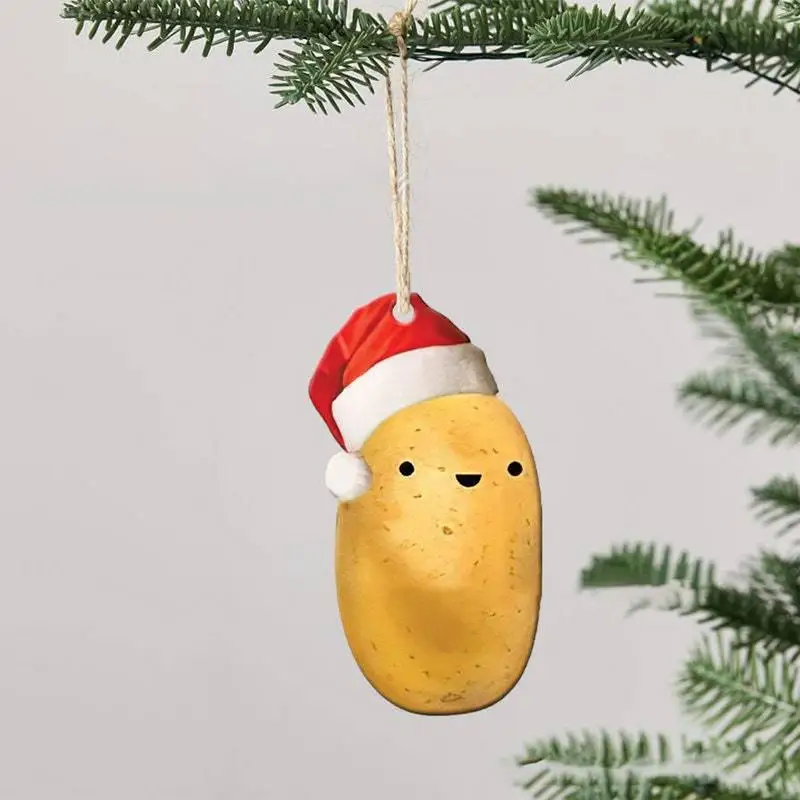 Potato Christmas Ornaments Car Pendant Christmas Ornaments 2D Acrylic Christmas Signs Holiday Pendant Home Decor Christmas Tree