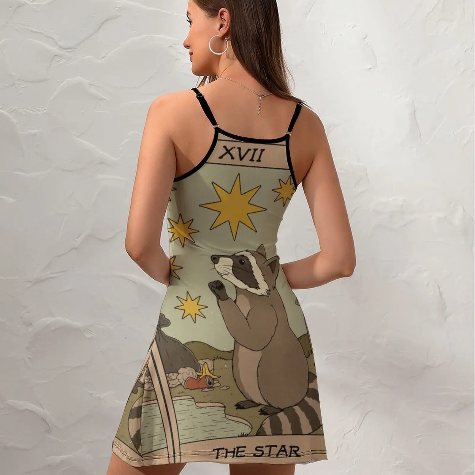 The Star Raccoons Tarot for Sale Casual Graphic Sexy  Woman's Gown  Women's Sling Dress Funny Vintage  Clubs The Dress