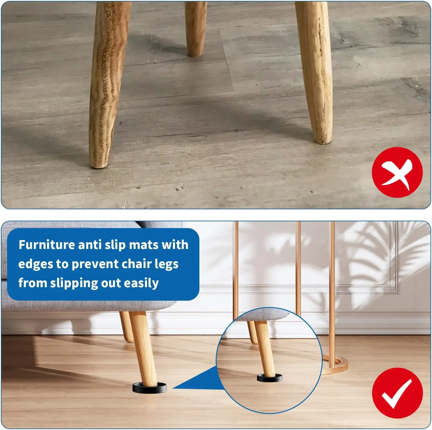 4Pcs Furniture Caster Rubber Cups 2.5 Inch Round Anti-Sliding Furniture Wheel Stoppers Table Chair Leg Pads for Hardwood Floors