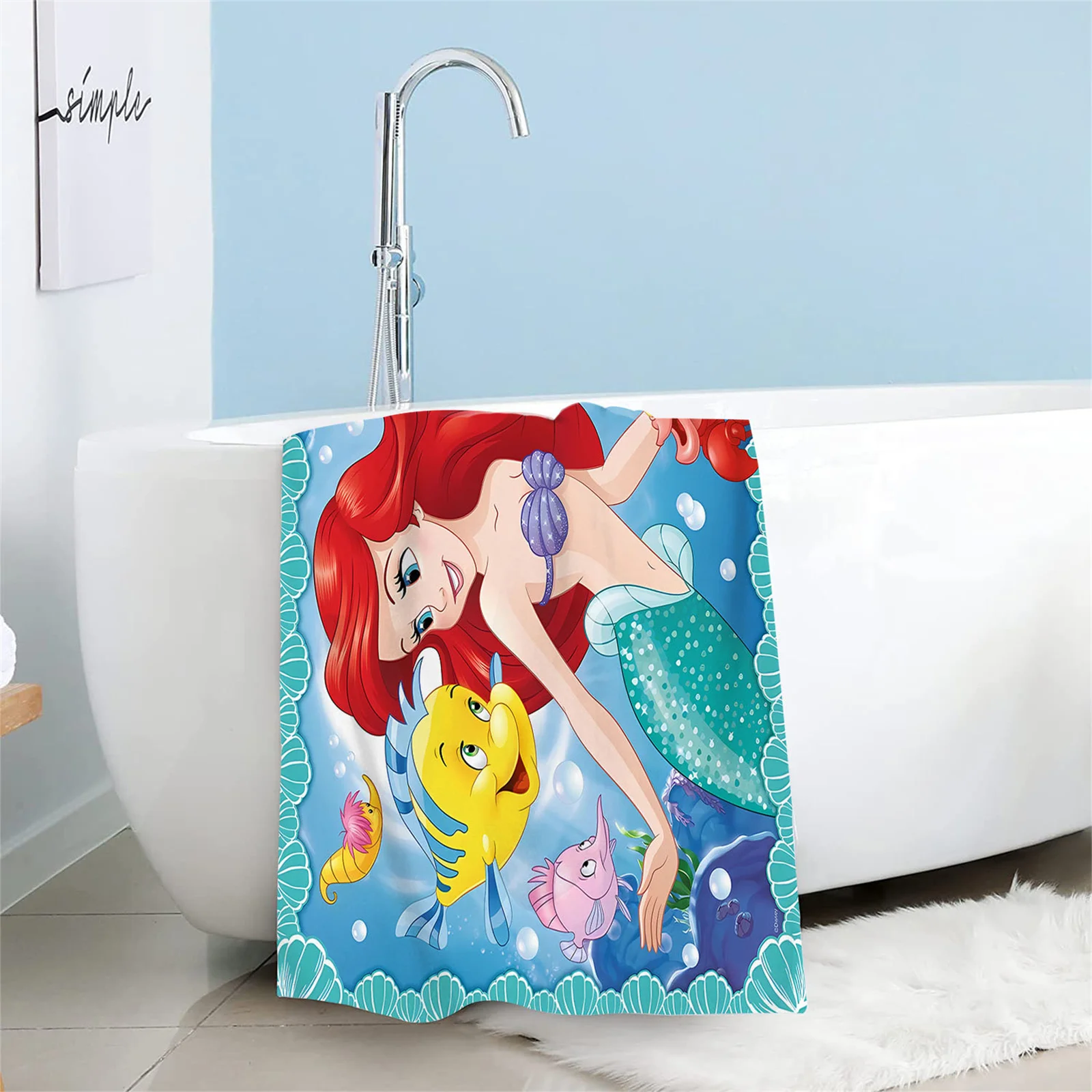 Mermaid Princess Ariel Mermaid Toweltowels Cotton 100% Beach Travel Kids Sauna Spa Big Towels For Bath Quick Dry Women Towel